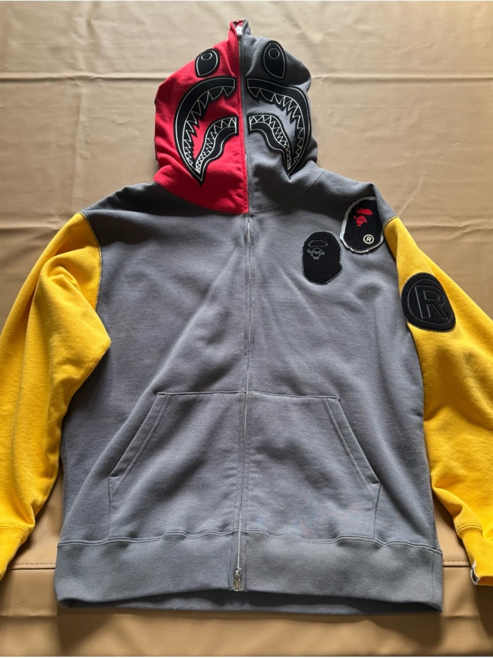 A Bathing Ape Shark Full Zip Patch Hoodie Malaysia- Gray - Picture 2 of 10